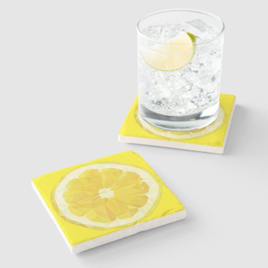 Lemon Slice Geometric Design Fruit Steinuntersetzer (Seitenansicht)