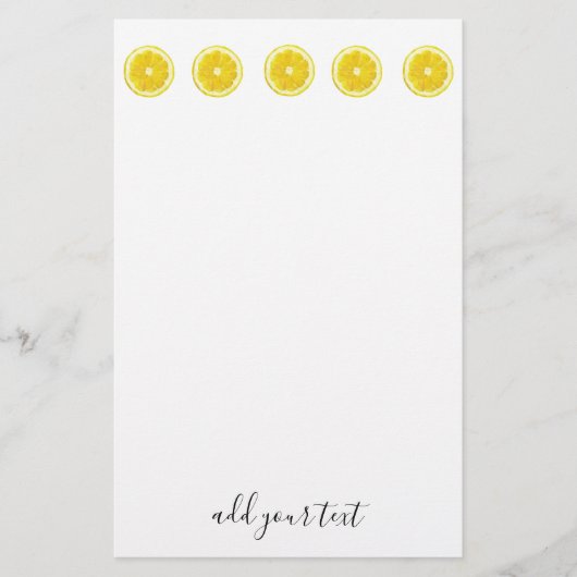 Lemon Slice Geometric Yellow fruit Briefpapier (Vorderseite)