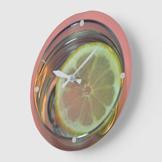 Lemon Slice in Water Time to Refresh Große Wanduhr (Winkel)