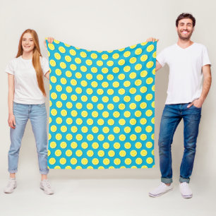 Lemon Slice Muster Blue Fleece Blanket