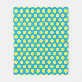 Lemon Slice Muster Blue Fleece Blanket