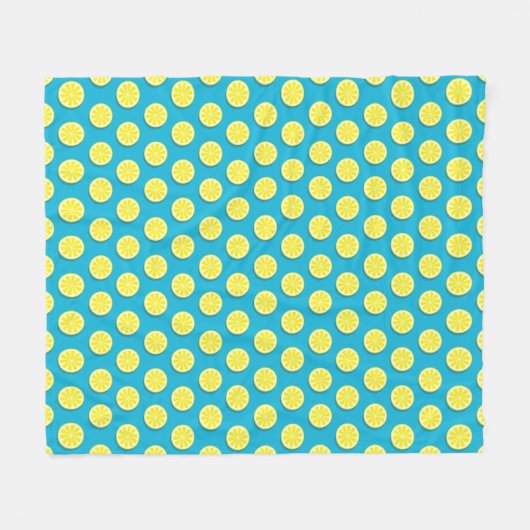 Lemon Slice Muster Blue Fleece Blanket (Vorderseite (Horizontal))