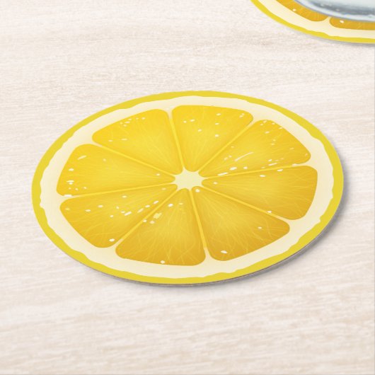 Lemon Slice Runder Pappuntersetzer (Angewinkelt)