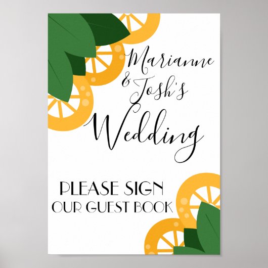 Lemon Slices and Blätter Guest Book Sign Poster (Vorne)