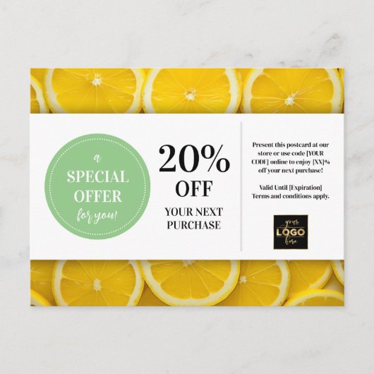 Lemon Slices Custom Coupon Discount Postkarte (Vorderseite)
