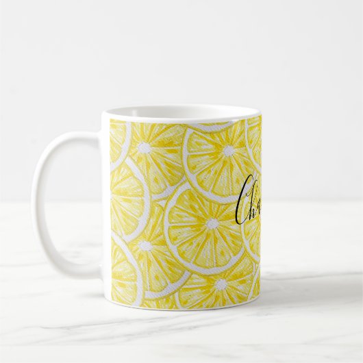Lemon Slices Illustration Wasserfarbmuster Kaffeetasse (Links)