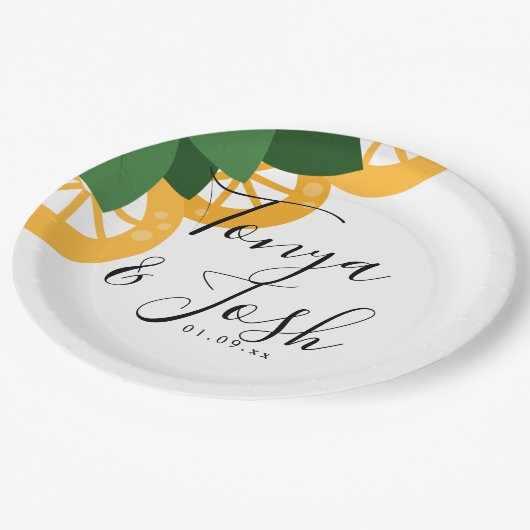 Lemon Slices Modern Country Wedding Pappteller (Schrägansicht)