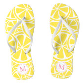 Lemon Slices Monogram Yellow and Pink Flip Flops Badesandalen (Fußbett)