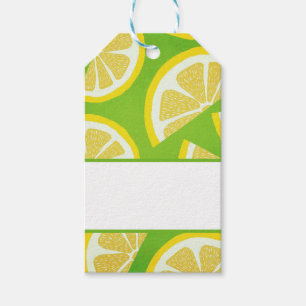 Lemon Slices on Lime Green Background Geschenkanhänger