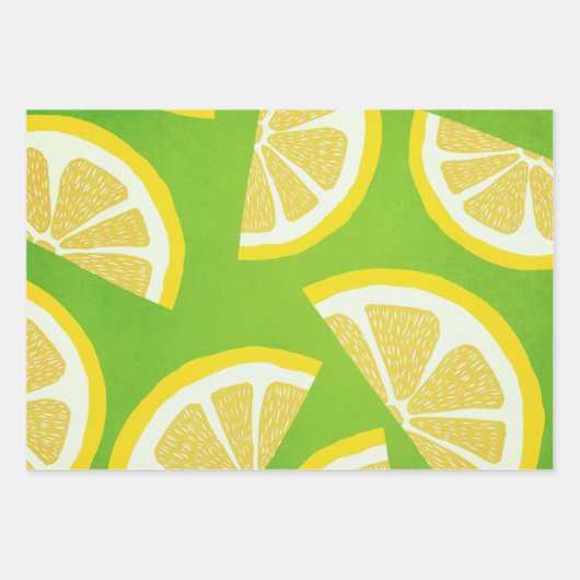 Lemon Slices on Lime Green Background Geschenkpapier Set (Vorderseite 2)