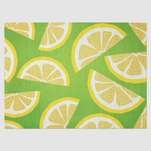 Lemon Slices on Lime Green Background Seidenpapier (Vorderseite)