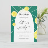 Lemon Slices Rich Green Glitzer Geometric Einladung (Stehend Vorderseite)