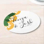 Lemon Slices Southern Wedding Greenery Runder Pappuntersetzer (Angewinkelt)
