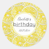 Lemon Slices Watercolor Handgemalt Runder Aufkleber (Vorderseite)