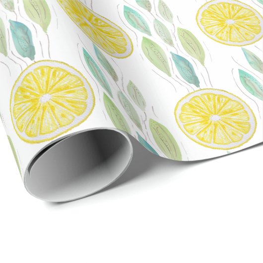 Lemon Slices Watercolor-Muster Geschenkpapier (Rolleneckpunkt)