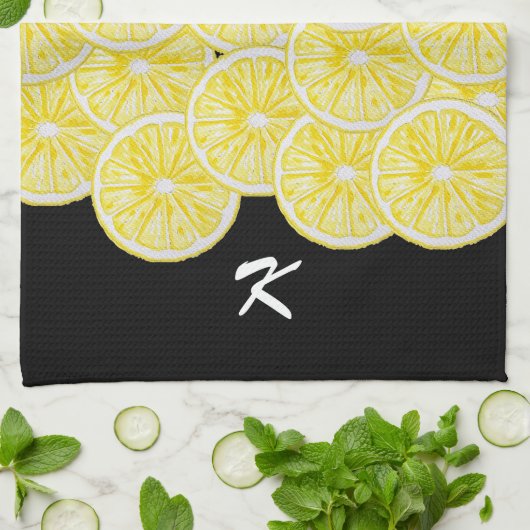 Lemon Slices Watercolor-Muster Geschirrtuch (Gefaltet)