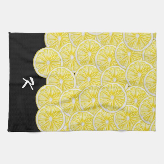 Lemon Slices Watercolor-Muster Geschirrtuch (Horizontal)
