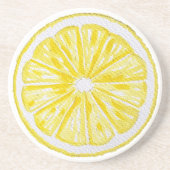 Lemon Slices Watercolor-Muster Getränkeuntersetzer (Vorne)
