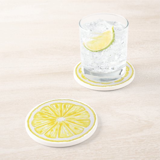 Lemon Slices Watercolor-Muster Getränkeuntersetzer (Seite)