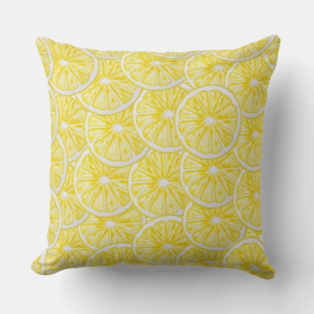Lemon Slices Watercolor-Muster Kissen (Vorderseite)