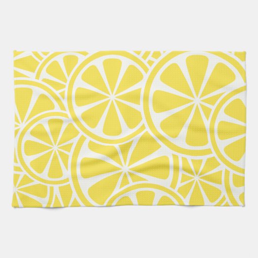 Lemon Slices Yellow Summer Kittuch Geschirrtuch (Horizontal)