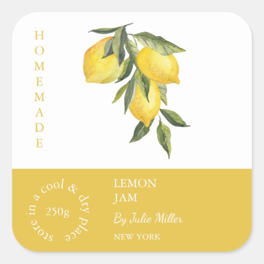 Lemon Small Business Label Quadratischer Aufkleber (Vorderseite)