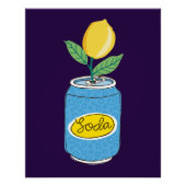 Lemon Soda Can mit Fruchtzweig - Fun Pop Kunst Poster (Vorderseite)
