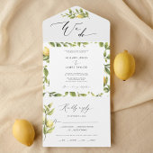 Lemon Sorrento Amalfi Coast Calligrafy Wedding All In One Einladung