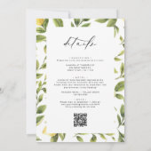 Lemon Sorrento Amalfi Coast Calligrafy Wedding Einladung (Rückseite)