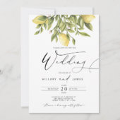 Lemon Sorrento Amalfi Coast Calligrafy Wedding Einladung (Vorderseite)