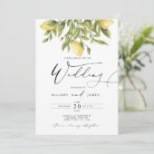Lemon Sorrento Amalfi Coast Calligrafy Wedding Einladung (Stehend Vorderseite)