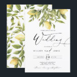 Lemon Sorrento Amalfi Coast Calligrafy Wedding Einladung<br><div class="desc">Dieses Design misst 5 x 7 Zoll/ 12, 7 x 17, 8 cm und ist ideal für Hochzeitsfeiern. Fügen Sie eine passende UAWG hinzu, um Ihr Aussehen zu vervollständigen. Erleben Sie die sonnige Pracht einer Hochzeit an der Amalfi Küste mit der Yellow Lemon Mediterranean Wedding Kollektion! Die Einladungen, Beschilderungen und...</div>