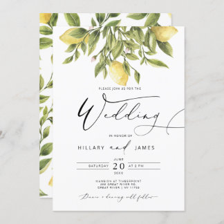 Lemon Sorrento Amalfi Coast Calligrafy Wedding Einladung