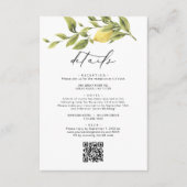 Lemon Sorrento Amalfi QR Code Wedding Details Begleitkarte (Vorderseite)