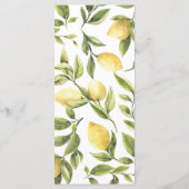 Lemon Sorrento Mediterranes Brautparty Menükarte (Rückseite)