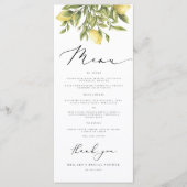 Lemon Sorrento Mediterranes Brautparty Menükarte (Vorderseite)