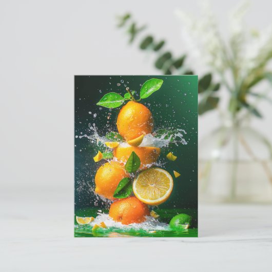 Lemon Splash Postkarte (Stehend Vorderseite)