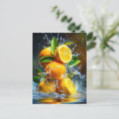Lemon Splash Postkarte (Stehend Vorderseite)
