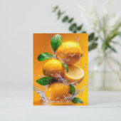 Lemon Splash Postkarte (Stehend Vorderseite)