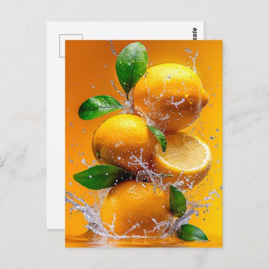 Lemon Splash Postkarte (Vorne/Hinten)