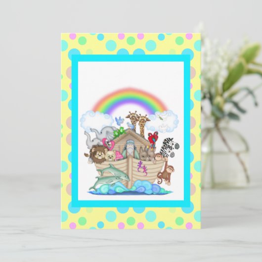 LEMON SPOT NOAHS ARK PARTY EINLADUNG (Stehend Vorderseite)