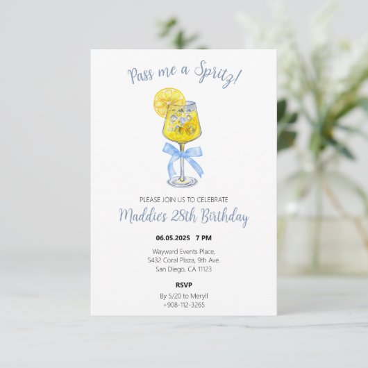 Lemon Spritz Birthday Einladung (Stehend Vorderseite)