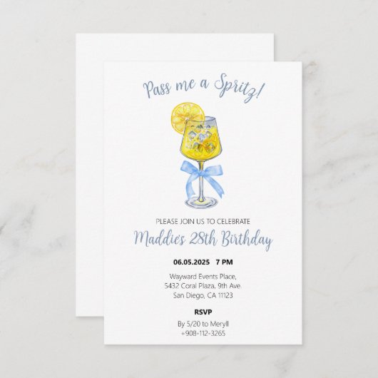 Lemon Spritz Birthday Einladung (Vorne/Hinten)