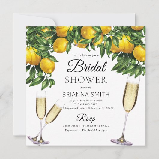 Lemon Square Bridal Dusche Einladung (Vorderseite)
