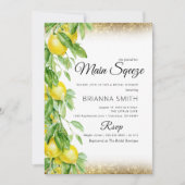 Lemon Squeeze Glitzer Elegantes Brautparty Einladung (Vorderseite)