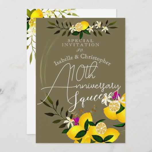 Lemon Squeeze Jahrestag Hochzeit Einladung (Vorne/Hinten)