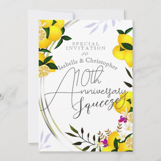 Lemon Squeeze Jahrestag Hochzeit weiße Einladung (Vorderseite)