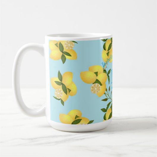 Lemon Squeeze Wedding Anniversary Blue Kaffeetasse (Links)