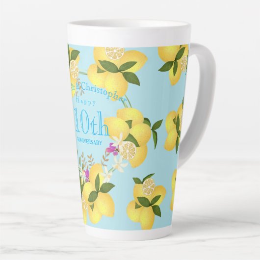Lemon Squeeze Wedding Anniversary Blue Milchtasse (Rechte Ecke)