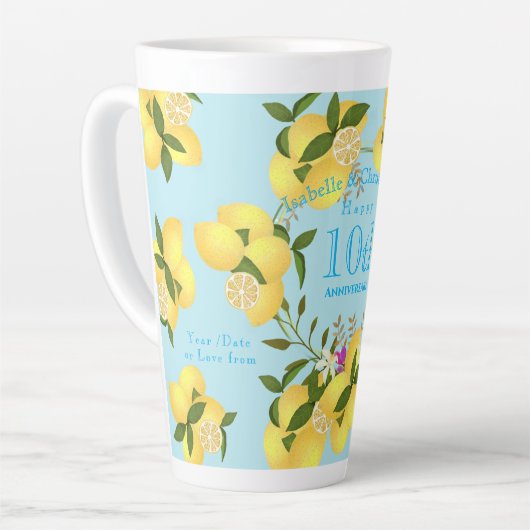 Lemon Squeeze Wedding Anniversary Blue Milchtasse (Linke Ecke)